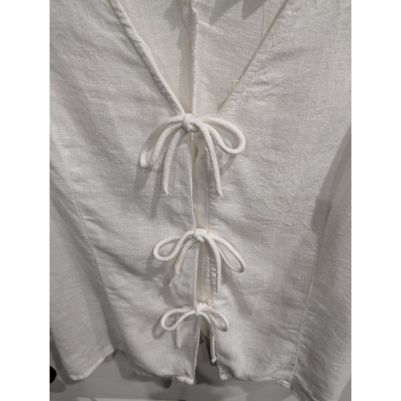 Womens Linen Tie Front Vest Tank Top Small Boho Festival Coastal Sleeveless - Picture 5 of 14